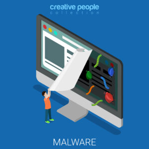 Infected website flat 3d isometry isometric online internet technology malicious software malware concept web vector illustration. Web site user tear page virus bug worm. Creative people collection.